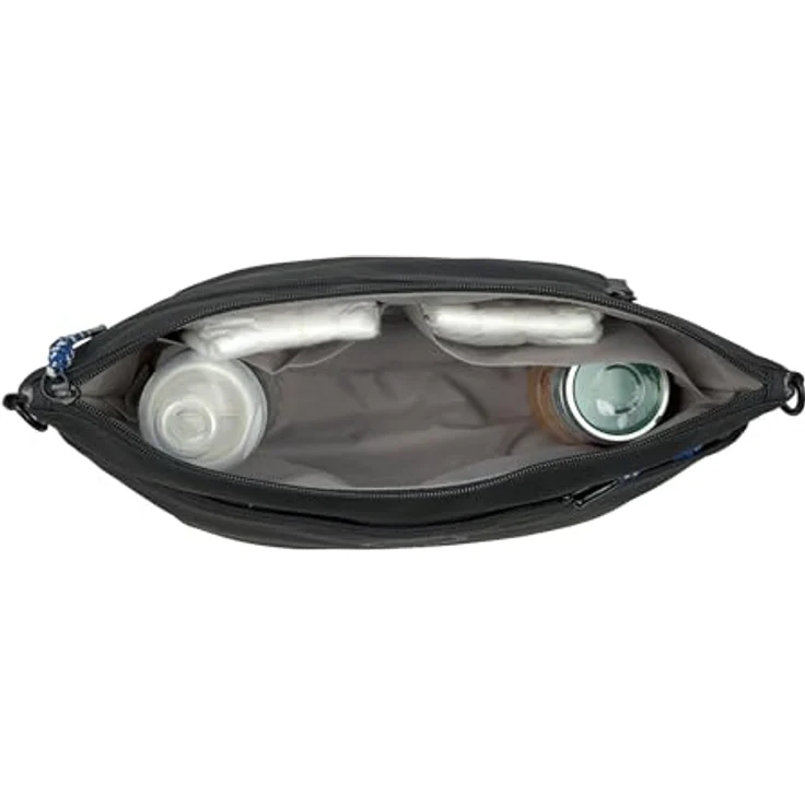LÄSSIG Bum Bag, Baby Kinderwagenorganizer Umhängetasche, wasserabweisend, inkl. Kinderwagenbefestigung, schwarz – Bild 3
