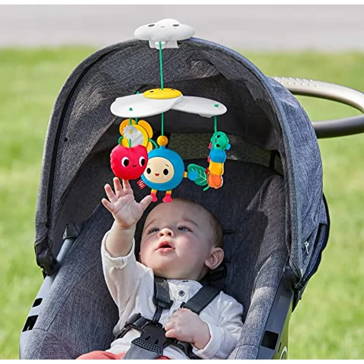 Fisher-Price Flowering Fun Kinderwagen-Mobile, beruhigendes Spielzeug mit 4 hängenden Blütenfreunden und Spiegel – Bild 4