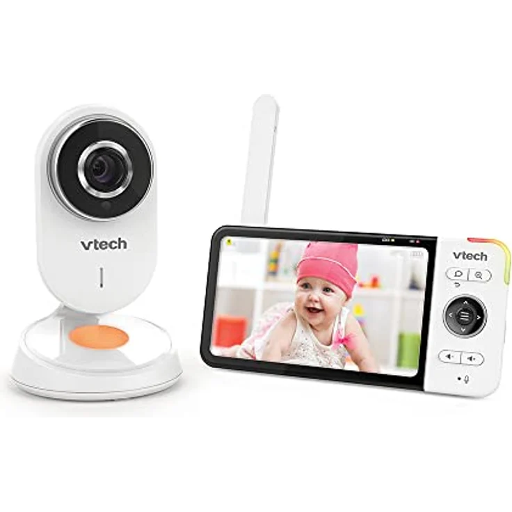 Vtech - BM818 – Babyphone Video Wide View HD – Display 5 Zoll Ultra flach HD – Nachtlicht und Wiegenlieder 720p – Version FR – Bild 1