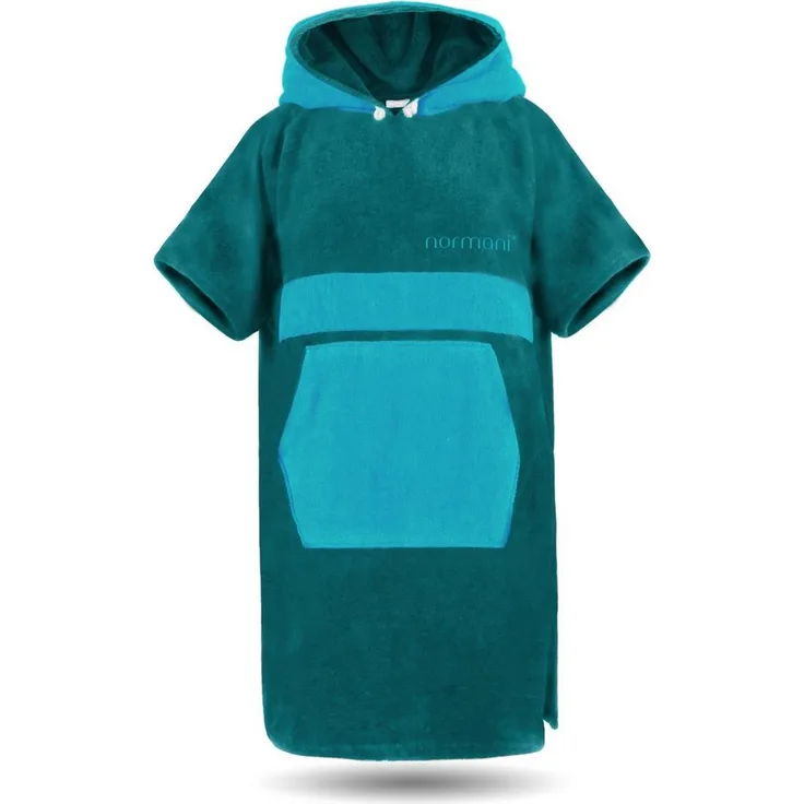 normani Badeponcho Bademantel Surfer Poncho, Midilänge, Baumwolle, Kapuze, Schlupf, saugstarke 100 % Baumwolle, Blau