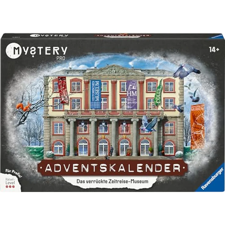 Ravensburger 23853 - Mystery PRO Adventskalender - Das verrückte Zeitreisemuseum - 24 Rätsel für EXIT-Begeisterte ab 14 Jahren, Profi-Level mit schwierigen Rätseln - Deutschsprachig, detailreiche Illustrationen, Lösungslupe und Tipps zur Entschlüsselung - Preisvergleich – Bild 1