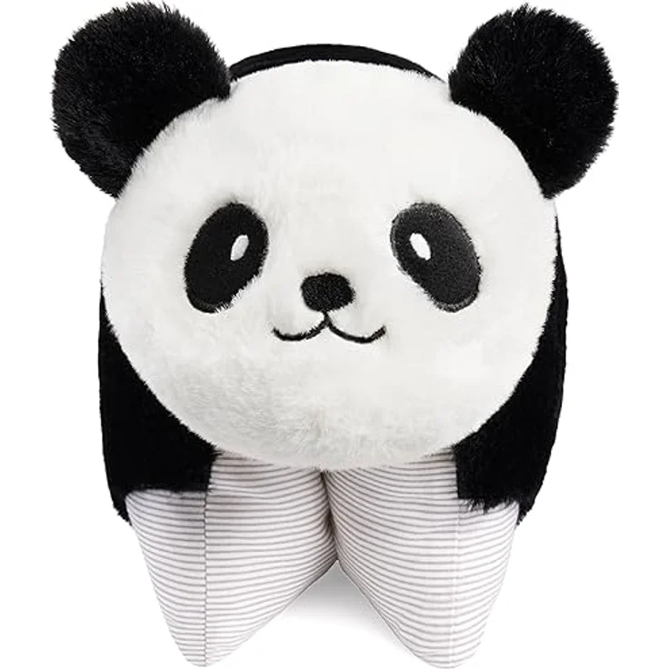 BRUBAKER Kuscheltier-Kissen Panda - 2 in 1 Plüschtier und Kuschelkissen 40 x 30 cm - Schwarz Weiß - aufklappbares Kinder Plüschkissen mit Klettverschluss – Bild 2