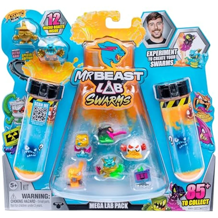MRBEAST LAB Swarms, Atomic-Serie Mega-Labor-Packung, Experiment mit 2/12 Mini-Monster-Sammelfiguren (2,5 cm) zur Enthüllung, inkl. Limited Edition silberner Überraschungskoffer – Bild 1