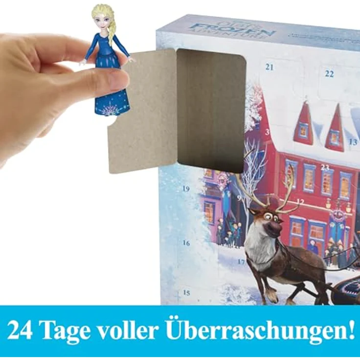 Mattel Disney Die Eiskönigin Kleine Anna- und Elsa-Puppen Adventskalender mit formbarem Sand und 24 Spielteilen, inspiriert von Die Eiskönigin Olaf taut auf“, HWX20 – Bild 3