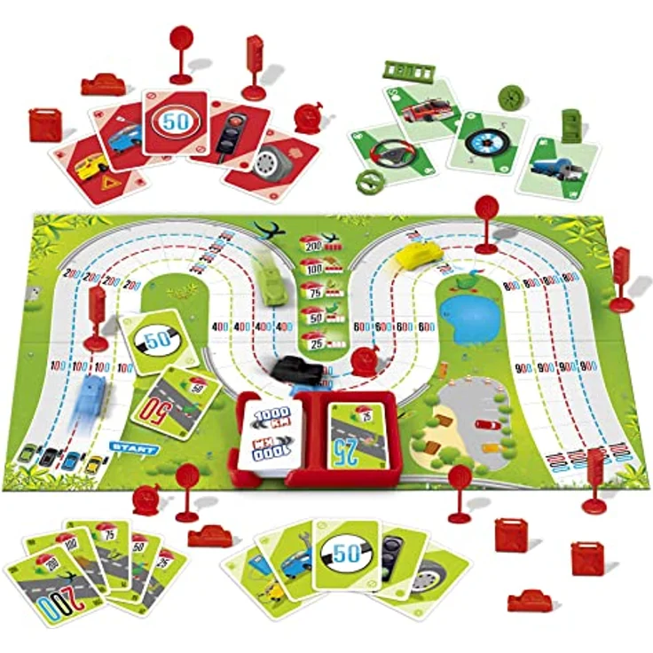 Jumbo 19900 1000KM Brettspiel, Familienspiel für 2-4 Spieler ab 5 Jahren, Niederländische Ausgabe mit einfachen Regeln und bunten Illustrationen – Bild 2
