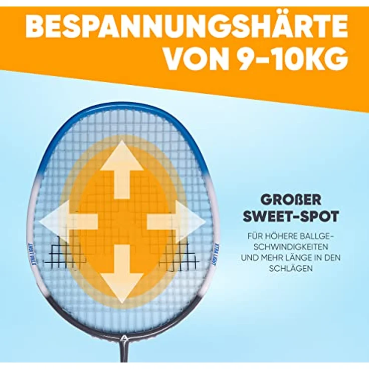 Apollo Badminton Set | Carbon Profi Badmintonschläger | Leichtgewicht Badminton Schläger | Federballschläger Set für Training, Sport und Unterhaltung mit Schlägertasche | Federball Set Kinder – Bild 3