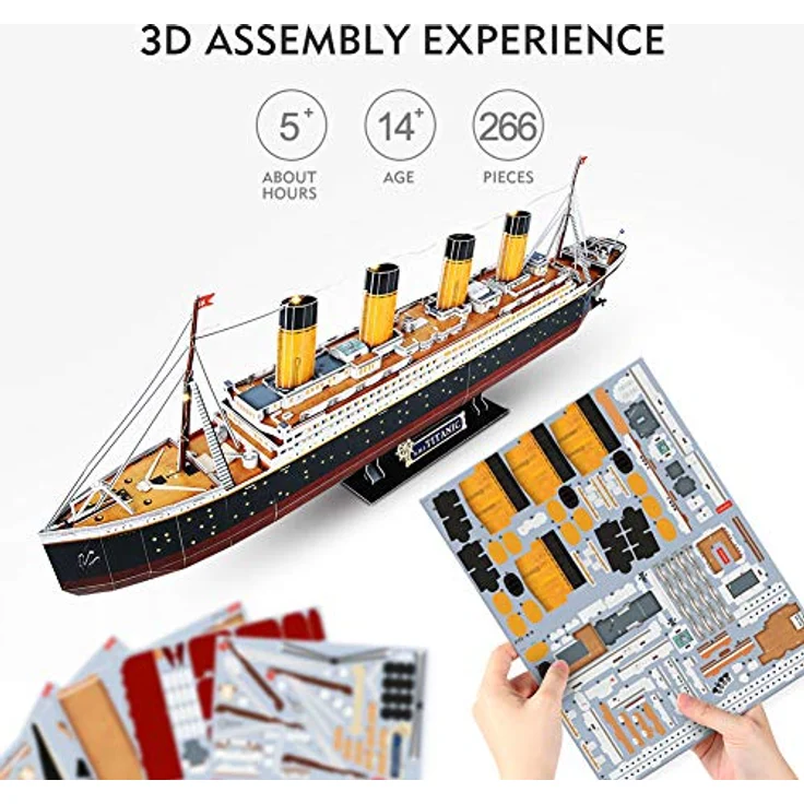 CubicFun 3D Puzzle LED 88 cm Titanic - Titanic Modell Boots Spielzeug für Erwachsene und Jugendliche, 266 Stück – Bild 7