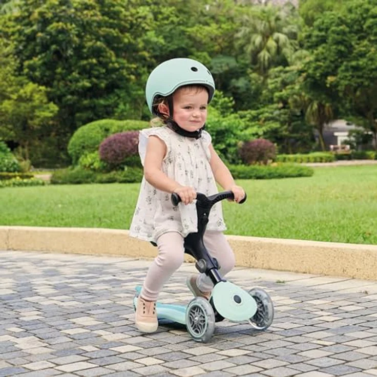 Globber Go-Up Active Lights 360, 3-in-1 Scooter für Kinder, faltbar mit LED-Beleuchtung, höhenverstellbarem Sitz und Lenker, blau – Bild 2