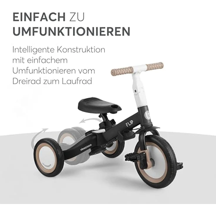 Kikkaboo Dreirad Flip 5 in 1, Stahlrahmen, rutschfeste Griffe, verstellbar, Mehrfarbig – Bild 4