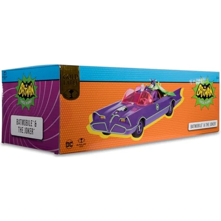 McFarlane Toys DC Retro Batman 66 Batmobil with Joker, detailreiches Fahrzeug mit beweglichen Rädern und rotierenden Lenkern, Gold Label – Bild 14