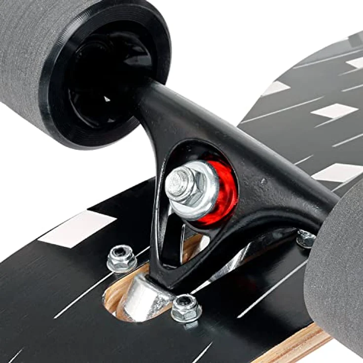 Mach1 Bambus Longboard mit Keramik Kugellager + T-Tool - Skateboard Drop Through Cruiser Komplettboard (Black Hole) – Bild 5