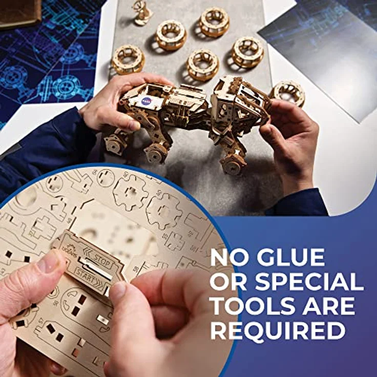 UGEARS Bemannter Mars Rover - 3D Holzpuzzle Modellbausatz für Erwachsene - Mit 6x6-Allradantrieb und realistischen Details – Bild 4