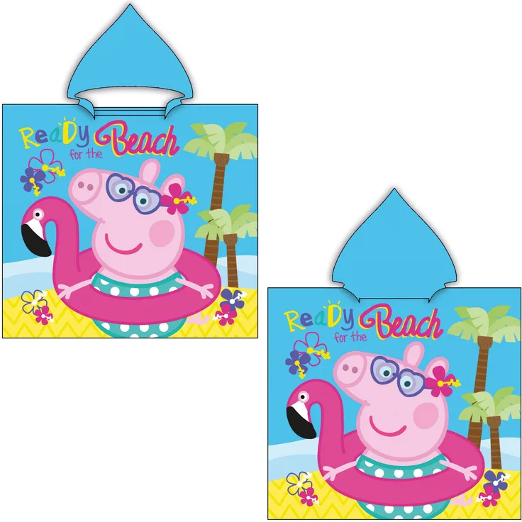 BERONAGE Kapuzenhandtuch Peppa Wutz Pig Kinder Kapuzen Bade-Poncho Beach 60x120 cm, 100% Baumwolle, Frottee in Velours-Qualität, Pink