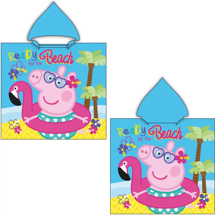 BERONAGE Kapuzenhandtuch Peppa Wutz Pig Kinder Kapuzen Bade-Poncho Beach 60x120 cm, 100% Baumwolle, Frottee in Velours-Qualität, Pink – Bild 1