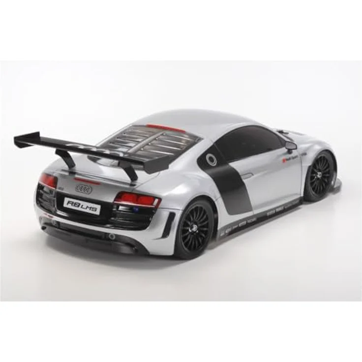 Tamiya 47517 Audi R8 LMS 2008 TT-02, 1:10 RC Bausatz ferngesteuertes Auto, vorlackiert, Silber – Bild 2