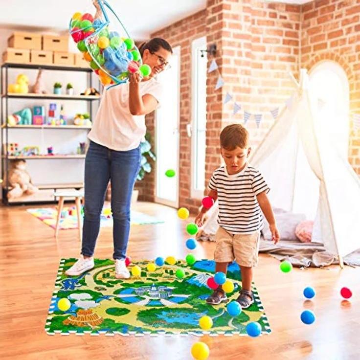 Relaxdays Puzzlematte Dinosaurier, 9-teilige Puzzlematte für Kinder, EVA Schaumstoff, 90 x 90 cm, bunt – Bild 2