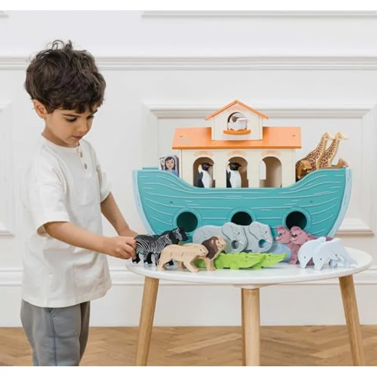 Le Toy Van Die große Arche, hölzernes Spielzeug-Boot mit 10 handbemalten Tierpaaren und Figuren, L 51 x B 17 x H 38 cm, ab 3 Jahre – Bild 5