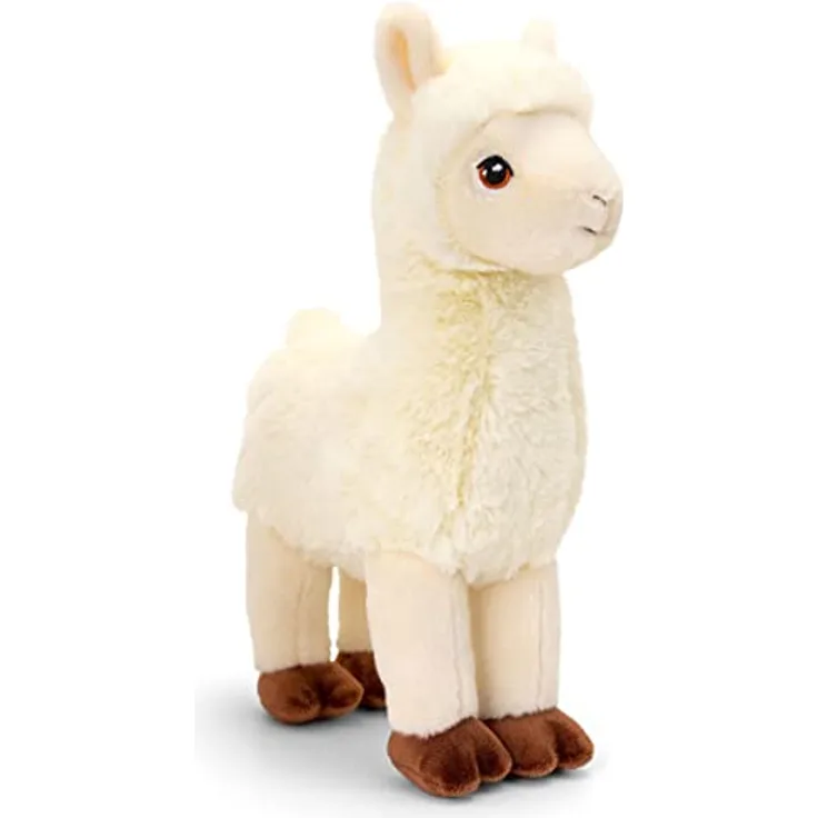 tachi Stofftier Lama weiß, Stehendes Plüschtier Alpaka, Kuscheltier Trampeltier 25 cm