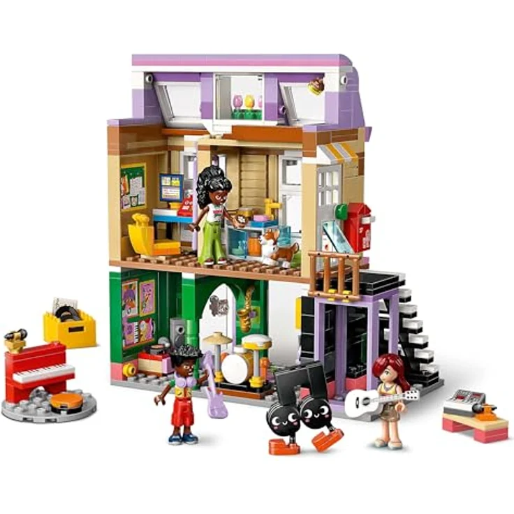 LEGO Friends 42653 Musikladen & Wohnung Bausatz, Mehrfarbig, mit 3 Minifiguren und reichhaltigem Musikzubehör, 483 Teile – Bild 5
