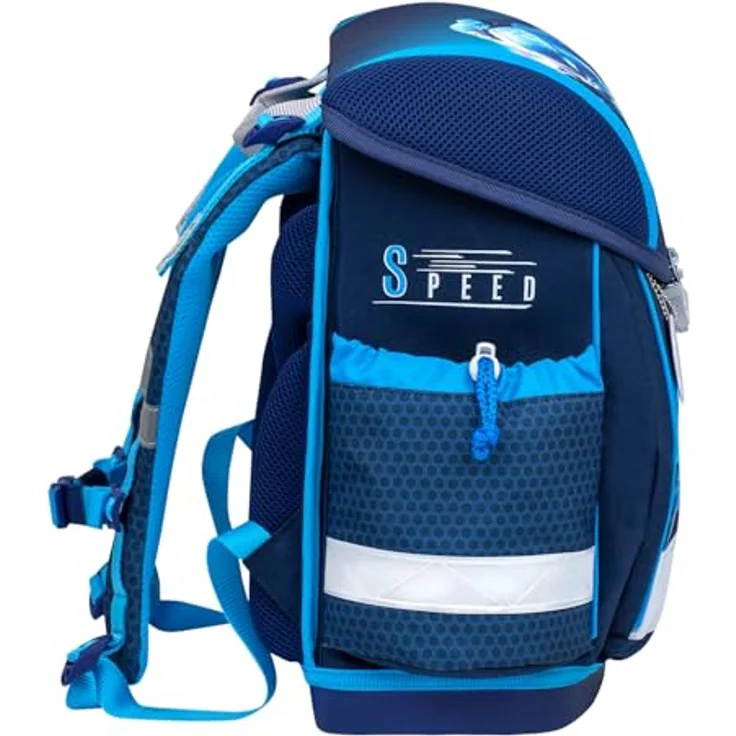 Belmil Classy Schulranzen Set 4-teilig (403-13/AG/S) Racing Blue Neon 2, leichter wasserdichter Schulranzen mit Brustgurt – Bild 5