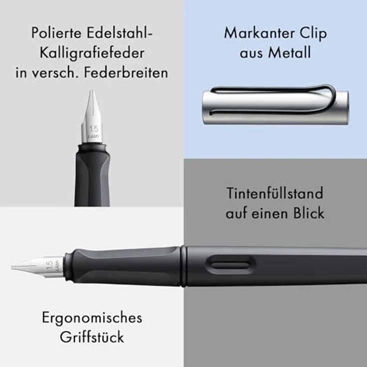 LAMY Füllfederhalter joy, Schönschreibfüller strawberry black mit Federspitzen 1.1 1.5 1.9 – Bild 5