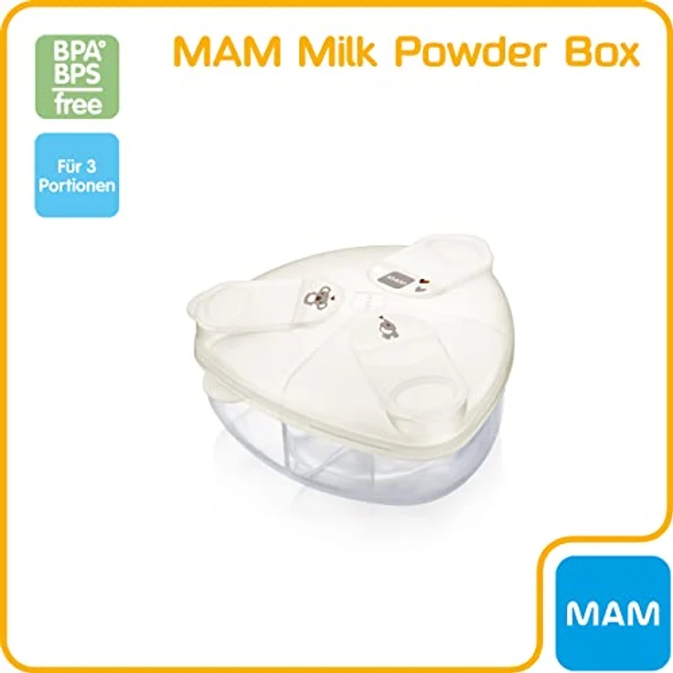 MAM Milchpulverspender, Milchpulver Box zum einfachen Befüllen von Babyflaschen, Milchpulverportionierer fasst bis zu 3 Portionen, 0+ Monate, Koala/Elefant – Bild 4