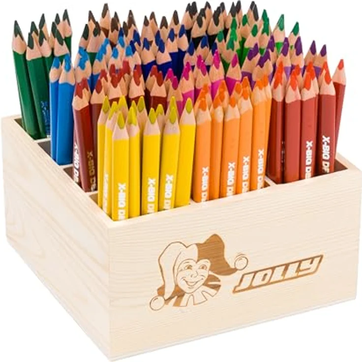 JOLLY Classpack - Wood,X-Big Delta, Basic colours, 144 Farbstiften, 12 Grundfarben, Bruchfest und Ungiftig, extra-dicke Mine, ergonomische Dreikantform