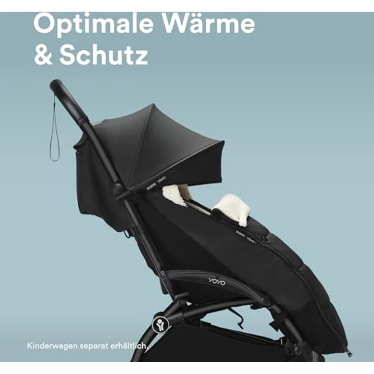 Stokke YOYO Fußsack, Schwarz - Sherpa-Futter, Fleece-Kapuze mit Kordelzug, doppelte Wattierung - Maschinenwaschbar bei 30°C - Inklusive kleiner Tasche – Bild 2