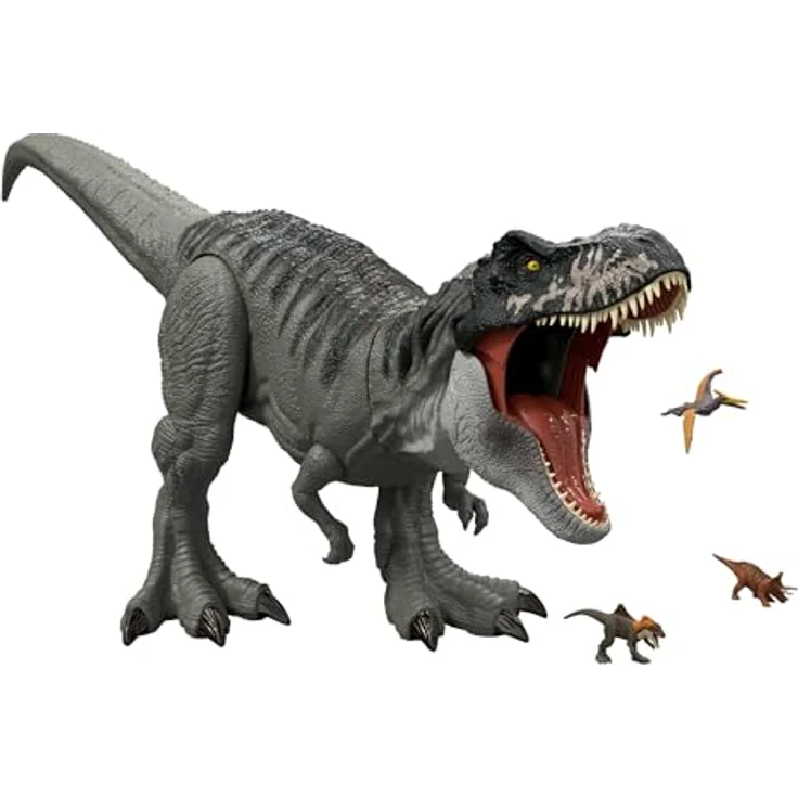 Mattel Jurassic World: Die Wiedergeburt T-Rex-Actionfigur, 99 cm groß mit 2 Angriffsbewegungen und beweglichem Design, JGB52 – Bild 5