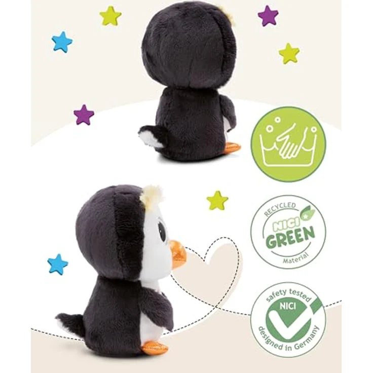 NICI Kuscheltier GLUBSCHIS Pinguin Prince Nigu 15cm grau - Stofftier aus weichem Plüsch, niedliches Plüschtier zum Kuscheln und Spielen – Bild 3