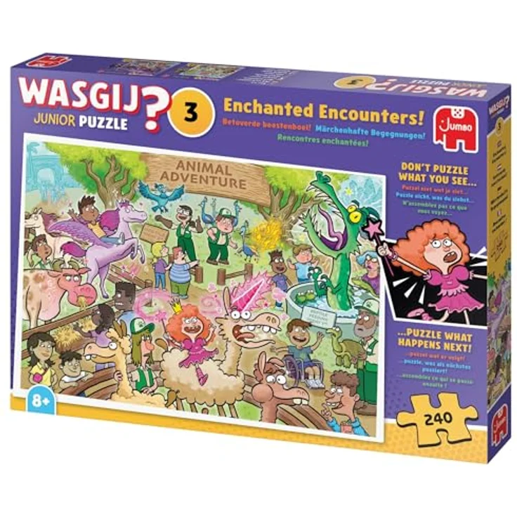 Wasgij Junior Enchanted Encounters! (240), lustiges Tier-Puzzle mit magischen Elementen, bunte Illustrationen – Bild 2