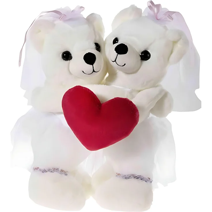 Heunec HOCHZEITSBÄRENPAAR, 30cm Bären mit schwarzem Anzug und personalisierbarem Herz in Regenbogenfarben