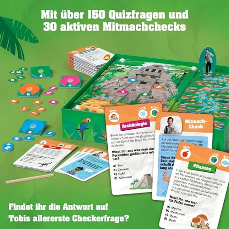 Ravensburger Checker Tobi - Das große Abenteuer-Quiz, Brettspiel mit 12 Checkerfragen und Mitmachchecks – Bild 4