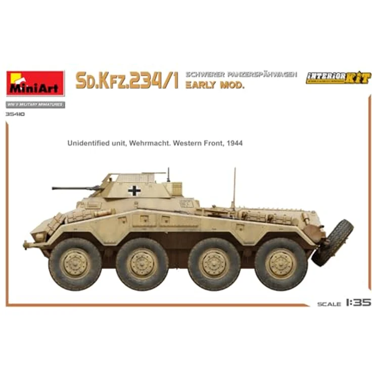 Miniart 1:35 Sd.Kfz 234/4 Panzerspähwagen, Modell mit detailliertem Interieur und 6 Varianten Decals – Bild 3