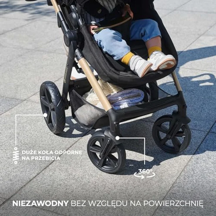 Kinderkraft MOOV 2, 4-in-1 Kombi-Kinderwagen-Set mit wendbarem Sitz & Wanne, Babyschale MINK PRO i-Size, Isofix-Base, Wickeltasche & Zubehör - Sand Beige, inklusive Gratis Mobilitätsgarantie – Bild 7