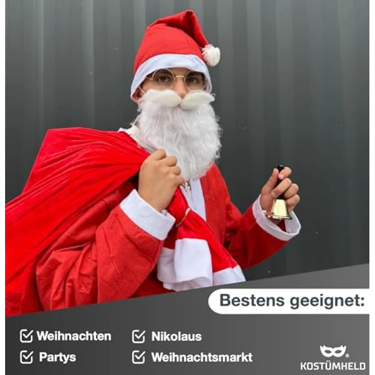 TK Gruppe Timo Klingler 6X Weihnachtsmannbart - Nikolausbart Bart weiß Weiss - zum Verkleiden als Nikolaus - Weihnachtsmann - Santa - Weihnachten – Bild 2
