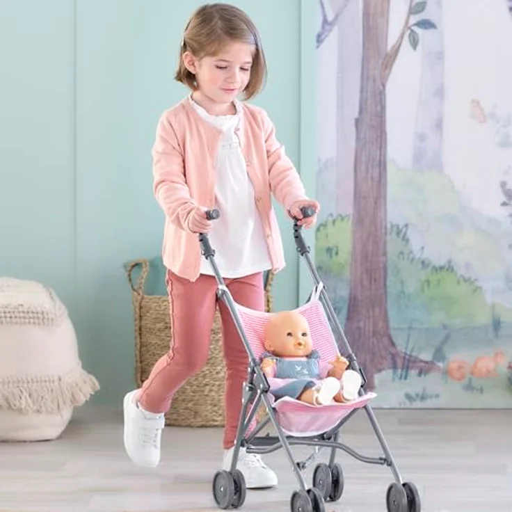 Corolle - Kinderwagen mit Gehstock, Rosa, Zubehör, für Puppen 36, 42 und 52 cm, ab 3 Jahren, 9000141640 – Bild 5
