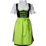 Edelnice Dirndl, 3-teiliges Dirndl in schwarz mit grüner Stickerei und passender grüner Schürze