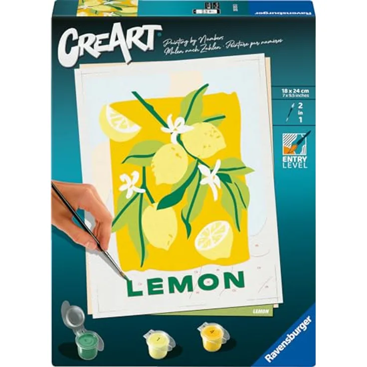 Ravensburger CreArt Malen nach Zahlen, Zitronenmotiv für Erwachsene, Made in Europe, inklusive Acrylfarben