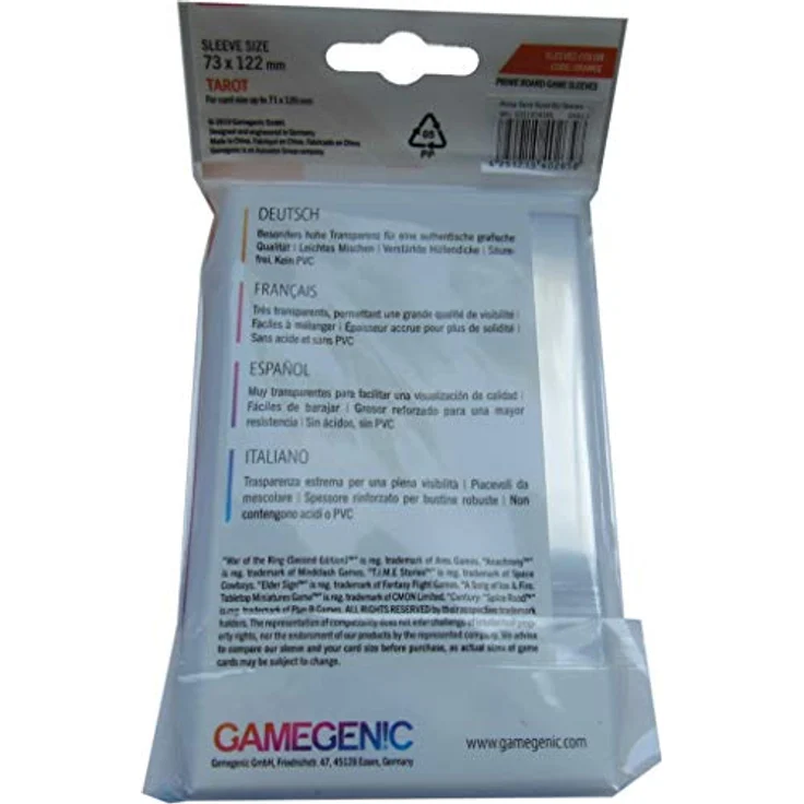 PRIME Tarot-Sized Sleeves 73 x 122 mm Clear – Bild 3