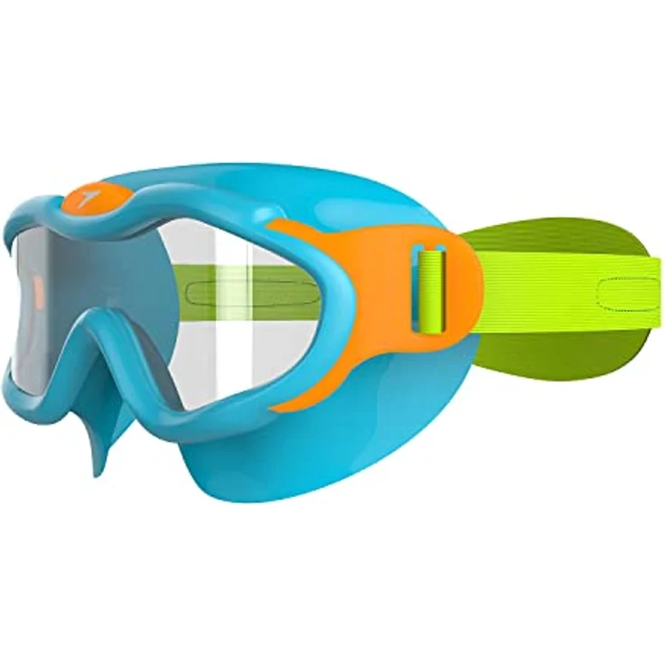 Speedo Biofuse Sea Squad Schwimmmaske, Unisex Kinder mit UV-Schutz, Anti-Beschlag, verstellbarer Passform, Azure Blue/Fluro Green/Fluro Orange, Einheitsgröße – Bild 3
