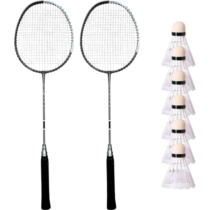 BEST SPORTING 500 XT Badminton Set, mit 2 leichten Schlägern, 3 Profi-Bällen und Tragetasche, ideal für Freizeitsport im Garten, Park oder am Strand – Bild 3