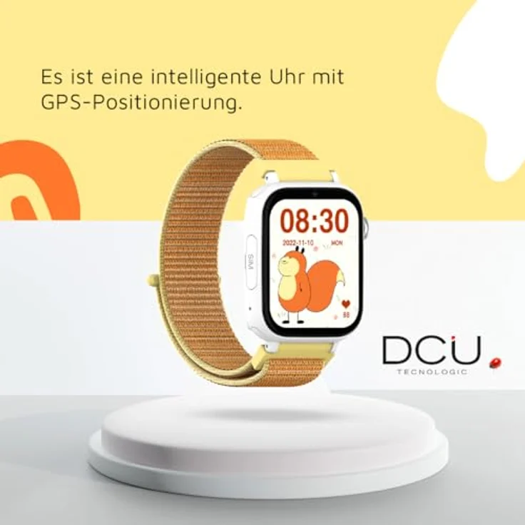 DCU TECNOLOGIC Kinder-Smartwatch mit Android, GPS-Positionierung, Videoanrufen, SOS-Taste, Kindersicherung, 1,85 Zoll Touchscreen, Farbe: Orange – Bild 3