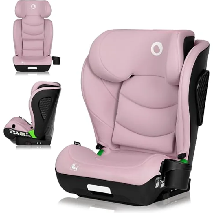 lionelo Autokindersitz NEAL I-SIZE, für Kinder von 100-150 cm, mit Isofix- und Gurtsystem, Getränkehalter, waschbarer Bezug, grau