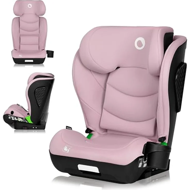 lionelo Autokindersitz NEAL I-SIZE, für Kinder von 100-150 cm, mit Isofix- und Gurtsystem, Getränkehalter, waschbarer Bezug, grau – Bild 1