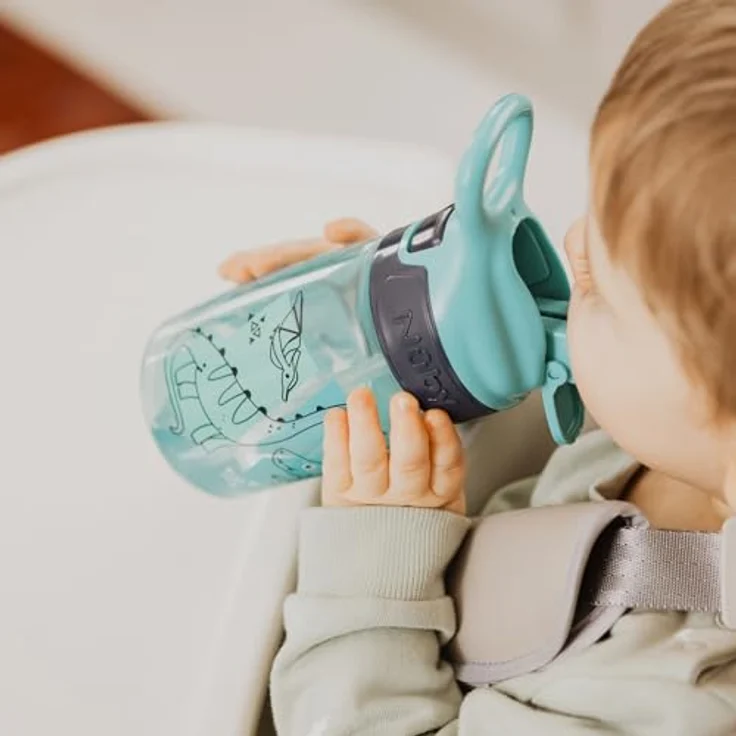 Nuby Incredible Gulp, Auslaufsicherer Becher für Kinder mit Tragegriff, 360ml, Dinosaurier-Muster, ab 18 Monaten, 2er-Pack – Bild 4
