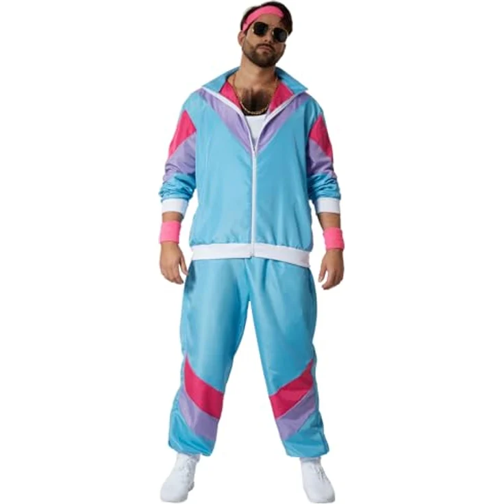 dressforfun Trainingsanzug Herren Set, lustiges Karneval Kostüm mit Retro-Look, inkl. Zubehör, XXXL – Bild 1