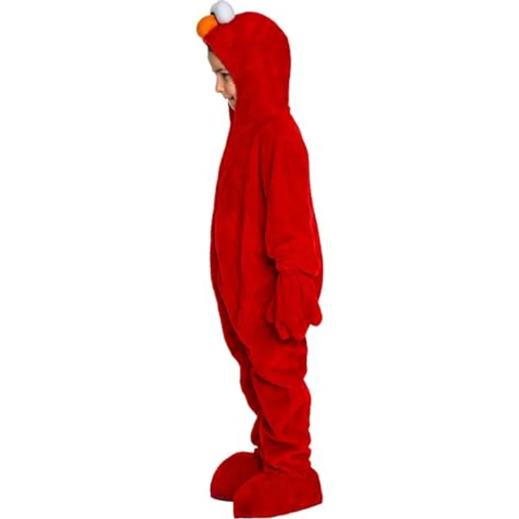 Maskworld Die Sesamstraße Elmo Kinderkostüm in rot, Kindergröße 146-152, mit Kapuze und separaten Schuhstulpen – Bild 2