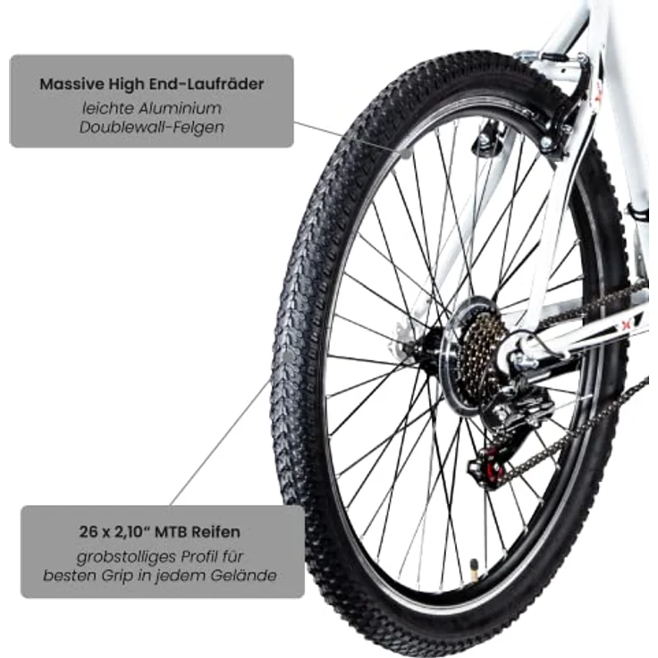 Galano Mountainbike Hardtail 26 Zoll Path MTB Fahrrad 21 Gang Mountain Bike 26" (weiß/schwarz, 46 cm) – Bild 5