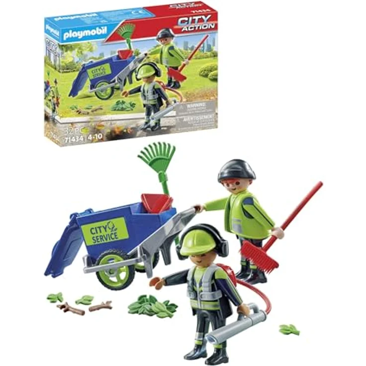 PLAYMOBIL 71434 Stadtreinigungsteam Spielset, Mehrfarbig mit Rechen, Besen und Laubbläser für Kinder ab 4 Jahren – Bild 1